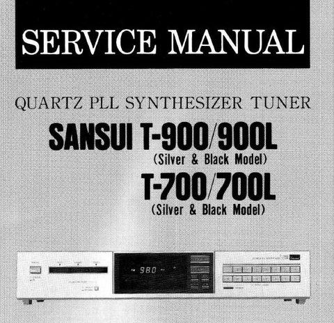 SANSUI T-700 T-700L T-900 T-900L QUARTZ PLL SYNTHESIZER TUNER SERVICE MANUAL INC BLK DIAGS SCHEM DIAG PCBS AND PARTS LIST 16 PAGES ENG