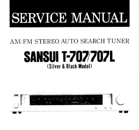 SANSUI T-707 T-707L AM FM STEREO AUTO SEARCH TUNER SERVICE MANUAL INC BLK DIAGS SCHEMS PCBS AND PARTS LIST 16 PAGES ENG