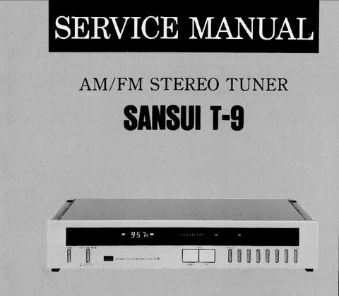 SANSUI T-9 AM FM STEREO TUNER SERVICE MANUAL INC BLK DIAGS SCHEM DIAG PCBS AND PARTS LIST 12 PAGES ENG