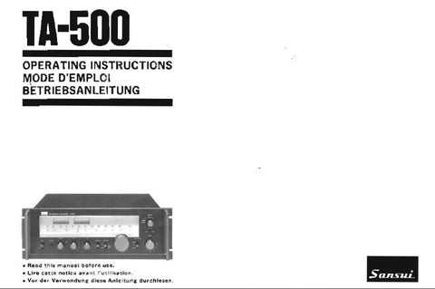 SANSUI TA-500 DC INTEGRATED STEREO TUNER AMP OPERATING INSTRUCTIONS INC SCHEMS 30 PAGES ENG