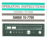 SANSUI TU-7700 FM AM STEREO TUNER OPERATING INSTRUCTIONS INC CONN DIAG TRSHOOT GUIDE AND SCHEM DIAG 14 PAGES ENG