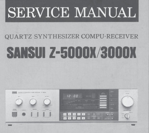 SANSUI Z-3000X Z-5000X QUARTZ SYNTHESIZER STEREO COMPU RECEIVER SERVICE MANUAL INC BLK DIAGS SCHEMS PCBS AND PARTS LIST 20 PAGES ENG