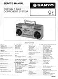 SANYO C7 PORTABLE MINI COMPONENT SYSTEM USA SERVICE MANUAL INC BLK DIAG PCBS SCHEM DIAGS AND PARTS LIST 49 PAGES ENG