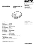 SANYO CDP-900 (UK) CD-900CR (CA) PORTABLE CD PLAYER SERVICE MANUAL INC PCBS SCHEM DIAG AND PARTS LIST 16 PAGES ENG
