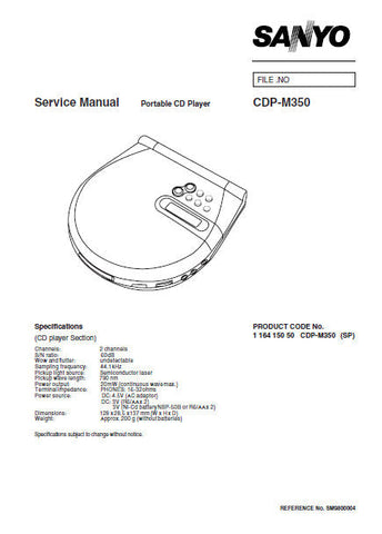 SANYO CDP-M420 CDP-M470 CD PLAYER WITH MP3 DECODER SERVICE MANUAL INC PCBS SCHEM DIAGS AND PARTS LIST 14 PAGES ENG