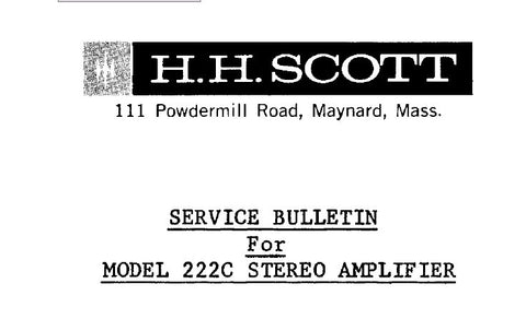 SCOTT 222C STEREO AMPLIFIER SERVICE BULLETIN INC SCHEM DIAG 3 PAGES ENG