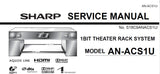 SHARP AN-ACS1U 1 BIT THEATER RACK SYSTEM SERVICE MANUAL INC BLK DIAGS PCBS SCHEM DIAGS AND PARTS LIST 112 PAGES ENG