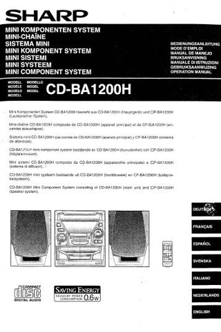SHARP CD-BA1200H MINI COMPONENT SYSTEM OPERATION MANUAL 27 PAGES ENG