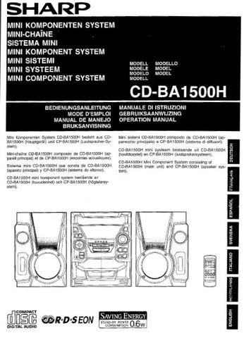 SHARP CD-BA1500H MINI COMPONENT SYSTEM OPERATION MANUAL 36 PAGES ENG