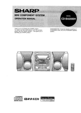 SHARP CD-BA2000H MINI COMPONENT SYSTEM OPERATION MANUAL 32 PAGES ENG