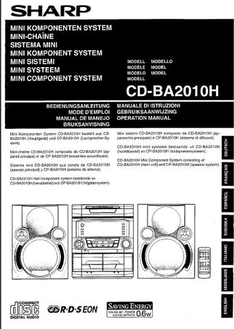 SHARP CD-BA2010H MINI COMPONENT SYSTEM OPERATION MANUAL 40 PAGES ENG