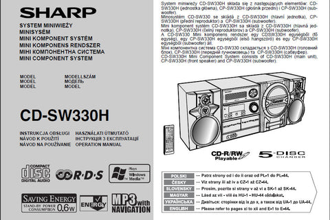 SHARP CDP-SW330H MINI COMPONENT SYSTEM OPERATION MANUAL 61 PAGES ENG