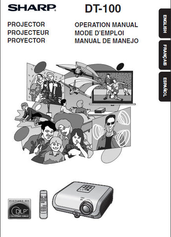 SHARP DT-100 PROJECTOR OPERATION MANUAL 62 PAGES ENG