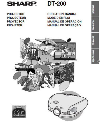 SHARP DT-200 PROJECTOR OPERATION MANUAL 58 PAGES ENG