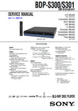 SONY BDP-S300 BDP-S301 BLU-RAY DISC DVD PLAYER SERVICE MANUAL INC BLK DIAGS PCBS SCHEM DIAGS AND PARTS LIST 88 PAGES ENG