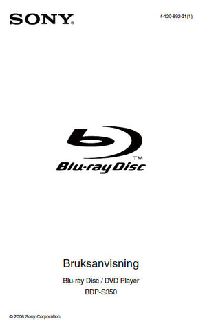 SONY BDP-S350 BLU-RAY DISC DVD PLAYER BRUKSANVISNING 71 PAGES