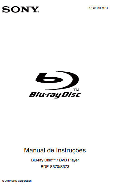 SONY BDP-S370 BDP-BX373 BLU-RAY DISC DVD PLAYER MANUAL DE INSTRUCOES 35 PAGES PORT