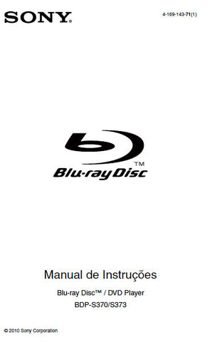 SONY BDP-S370 BDP-BX373 BLU-RAY DISC DVD PLAYER MANUAL DE INSTRUCOES 35 PAGES PORT