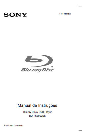 SONY BDP-S5000ES BLU-RAY DISC DVD PLAYER MANUAL DE INSTRUCOES 83 PAGES PORT
