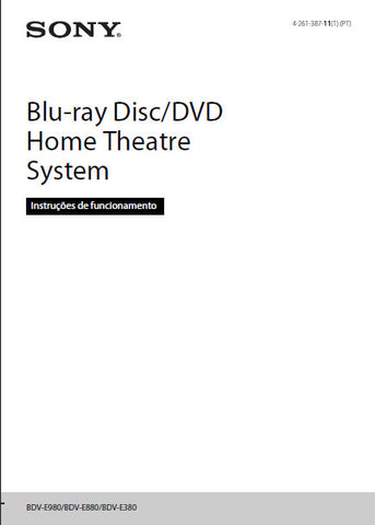 SONY BDV-E980 BDV-E880 BDV-E380 BLU-RAY DISC DVD SYSTEM INSTRUCOES DE FUNCIONAMENTO 80 PAGES PORT