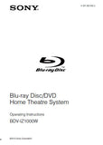 SONY BDV-IZ1000W BLU-RAY DISC DVD HOME THEATRE SYSTEM OPERATING INSTRUCTIONS 88 PAGES ENG