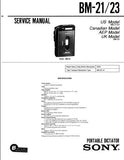 SONY BM-21 BM-23 PORTABLE DICTATOR SERVICE MANUAL INC BLK DIAG PCBS SCHEM DIAG AND PARTS LIST 26 PAGES ENG