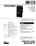 SONY BM-570 MICROCASSETTE DICTATOR SERVICE MANUAL INC BLK DIAG PCBS SCHEM DIAG AND PARTS LIST 17 PAGES ENG