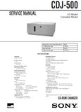 SONY CDJ-500 CD ROM CHANGER SERVICE MANUAL INC BLK DIAGS PCBS SCHEM DIAGS AND PARTS LIST 104 PAGES ENG