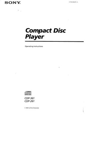 SONY CDP-261 CDP-361 CD PLAYER OPERATING INSTRUCTIONS 12 PAGES ENG