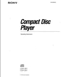 SONY CDP-291 CDP-391 CD PLAYER OPERATING INSTRUCTIONS 17 PAGES ENG