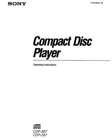 SONY CDP-297 CDP-397 CD PLAYER OPERATING INSTRUCTIONS 26 PAGES ENG
