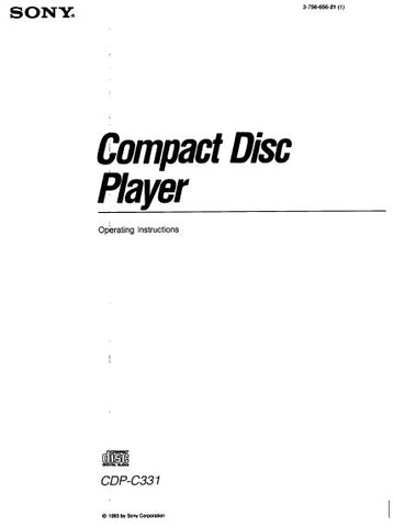 SONY CDP-C331 CD PLAYER OPERATING INSTRUCTIONS 18 PAGES ENG