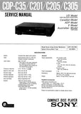 SONY CDP-C35 CDP-C201 CDP-C205 CDP-C305 CD PLAYER SERVICE MANUAL INC PCBS SCHEM DIAG AND PARTS LIST 23 PAGES ENG