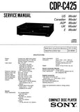 SONY CDP-C425 CD PLAYER SERVICE MANUAL INC PCBS SCHEM DIAG AND PARTS LIST 22 PAGES ENG