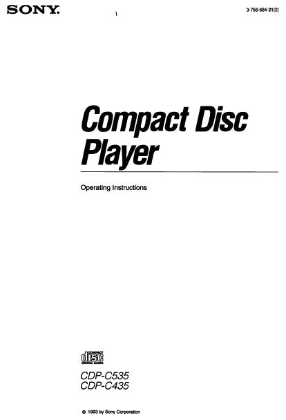 SONY CDP-C435 CDP-C535 CD PLAYER OPERATING INSTRUCTIONS 31 PAGES ENG