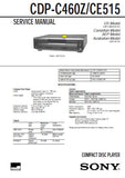 SONY CDP-C460Z CDP-CE515 CD PLAYER SERVICE MANUAL INC PCBS SCHEM DIAG AND PARTS LIST 34 PAGES ENG