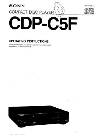 SONY CDP-C5F CD PLAYER OPERATING INSTRUCTIONS 21 PAGES ENG
