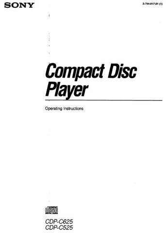 SONY CDP-C625 CDP-C525 CD PLAYER OPERATING INSTRUCTIONS 23 PAGES ENG