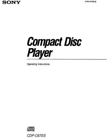 SONY CDP-C67ES CD PLAYER OPERATING INSTRUCTIONS 22 PAGES ENG
