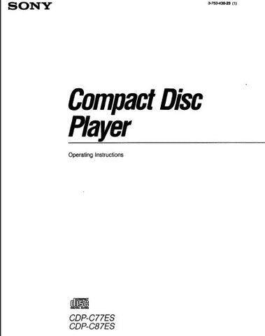 SONY CDP-C77ES CDP-C87ES CD PLAYER OPERATING INSTRUCTIONS 32 PAGES ENG