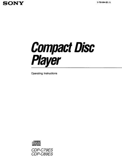 SONY CDP-C79ES CDP-C89ES CD PLAYER OPERATING INSTRUCTIONS 31 PAGES ENG