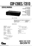 SONY CDP-C90ES CDP-C910 CD PLAYER SERVICE MANUAL INC BLK DIAG PCBS SCHEM DIAG AND PARTS LIST 34 PAGES ENG