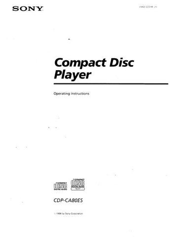 SONY CDP-CA80ES CD PLAYER OPERATING INSTRUCTIONS 26 PAGES ENG