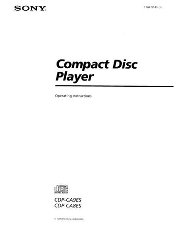 SONY CDP-CA8ES CDP-CA9ES CD PLAYER OPERATING INSTRUCTIONS 20 PAGES ENG