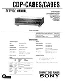 SONY CDP-CA8ES CDP-CA9ES CD PLAYER SERVICE MANUAL INC BLK DIAG PCBS SCHEM DIAGS AND PARTS LIST 52 PAGES ENG