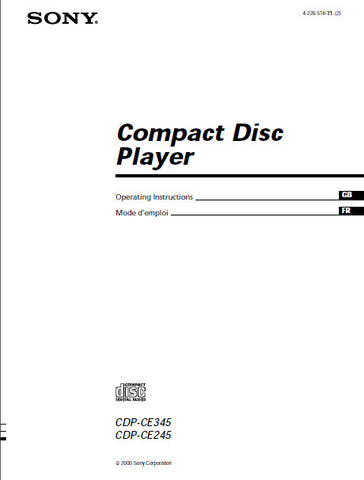 SONY CDP-CE245 CD-CE345 CD PLAYER OPERATING INSTRUCTIONS 40 PAGES ENG FRANC