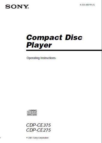 SONY CDP-CE375 CDP-CE275 CD PLAYER OPERATING INSTRUCTIONS 16 PAGES ENG FRANC