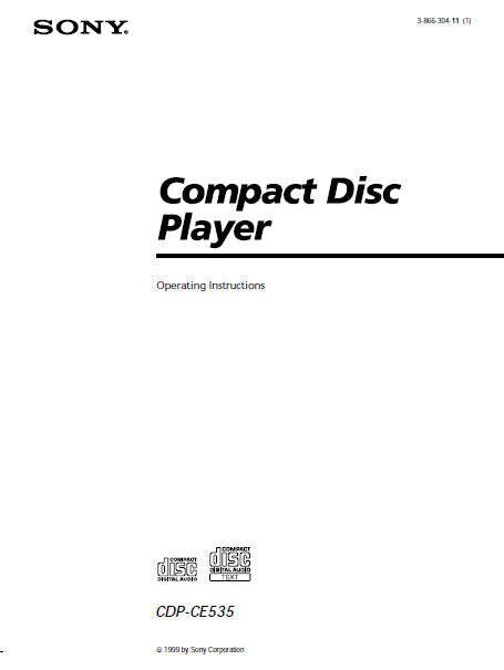SONY CDP-CE535 CD PLAYER OPERATING INSTRUCTIONS 32 PAGES ENG