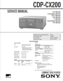SONY CDP-CX200 CD PLAYER SERVICE MANUAL INC BLK DIAG PCBS SCHEM DIAGS AND PARTS LIST 67 PAGES ENG