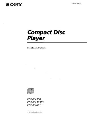 SONY CDP-CX300 CDP-CX333ES CDP-CX691 CD PLAYER OPERATING INSTRUCTIONS 34 PAGES ENG